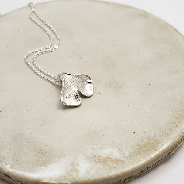 Silver Ginkgo Leaf Necklace