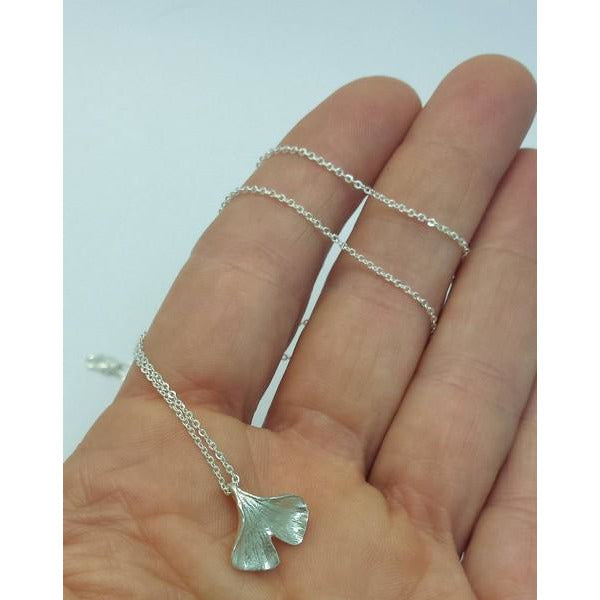 Silver Ginkgo Leaf Necklace