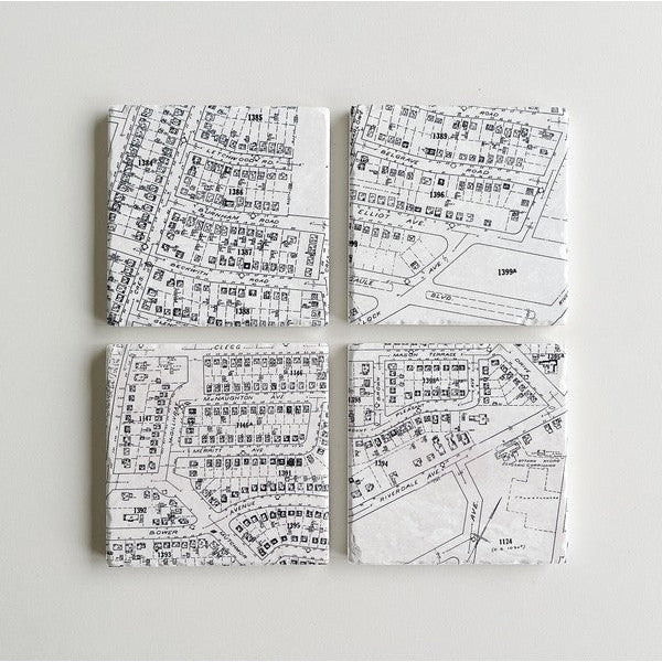 Old Ottawa East Maps Coaster Set Versatile Coasters boogie