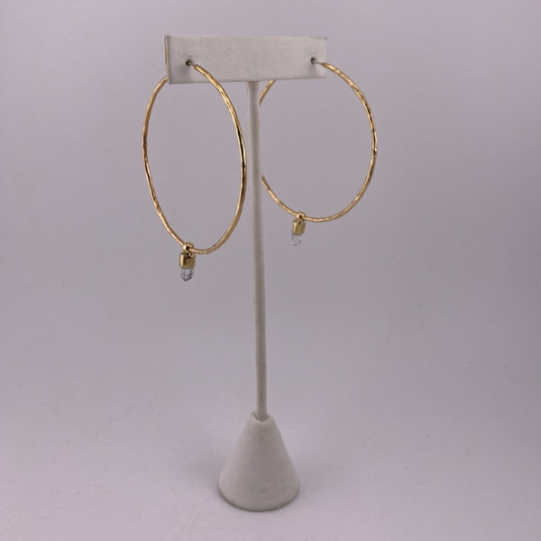 Brass Quartz Droplet Hoop Earrings | Lissa Bowie Jewellery | boogie + birdie