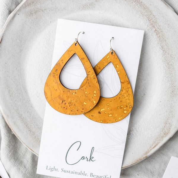 Ochre Teardrop Cork Earrings | Plum Tree | boogie + birdie

