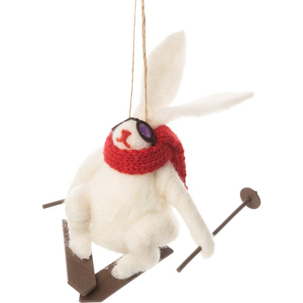 Ski Racer Bunny with Goggles Felt Ornament | Holiday Decor | boogie + birdie