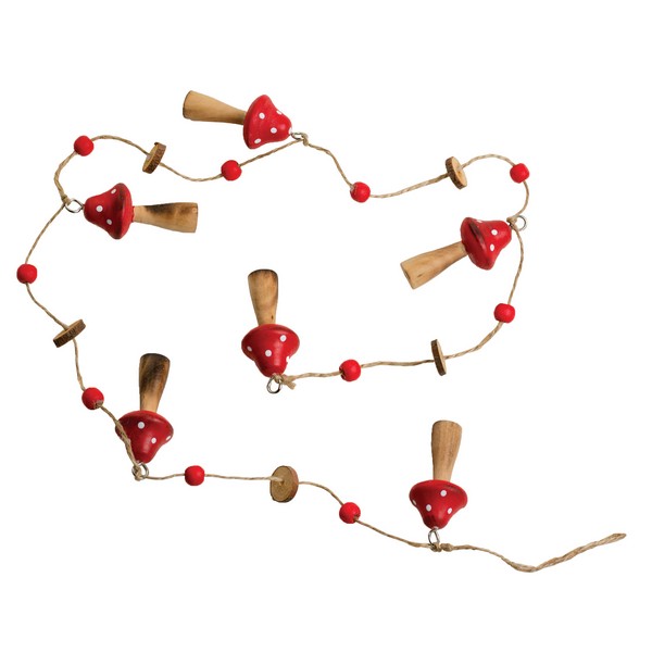 Mushrooms Wooden Garland 39.25" | Silver Tree | boogie + birdie