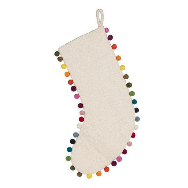 Rainbow Ball Edged White Stocking | boogie + birdie