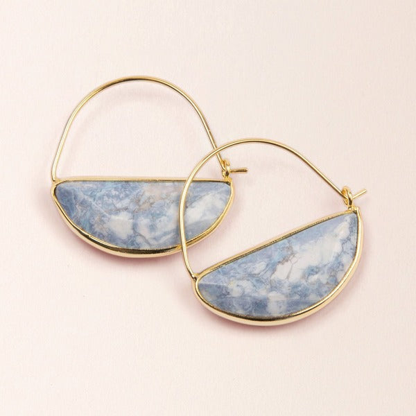 Gold Stone Prism Hoop Earrings - Blue Howlite | Jewellery | boogie + birdie