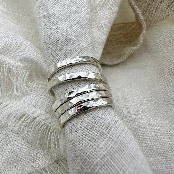 Silver Large Hammered Ring | Open Fire | boogie + birdie