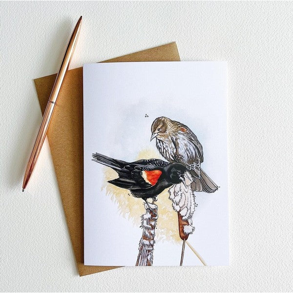 Red Winged Blackbird Card | Kelly Dixon Art | boogie + birdie

