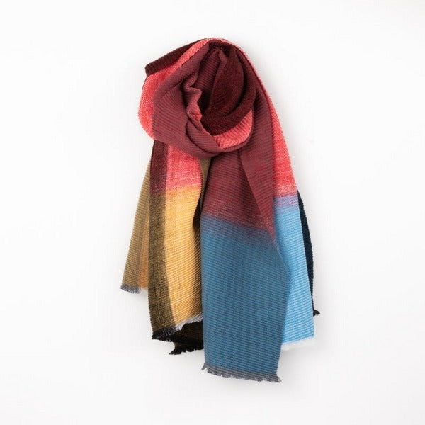 Red Yellow And Blue Ombre Rippled Scarf | Scarves | boogie + birdie

