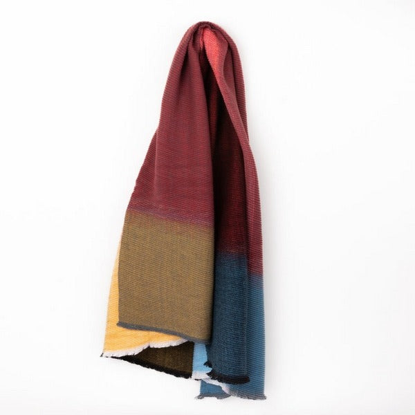 Red Yellow And Blue Ombre Rippled Scarf | Scarves | boogie + birdie

