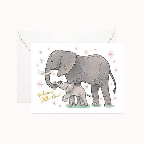 Welcome Little One Elephants Baby Card | Linden Paper | boogie + birdie