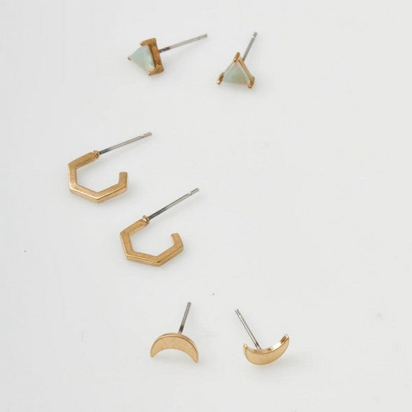 Gold Ella Stud Trio Earrings | Jewellery | boogie + birdie


Earrings