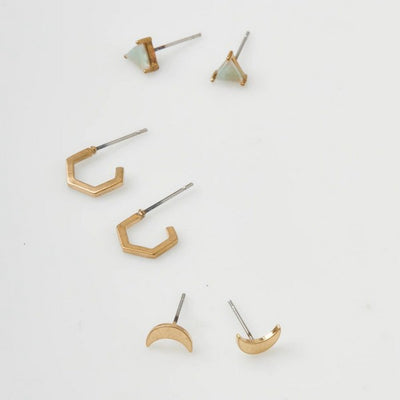 Gold Ella Stud Trio Earrings | Jewellery | boogie + birdie


Earrings