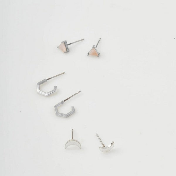 Silver Ella Stud Trio Earrings | Jewellery | boogie + birdie

