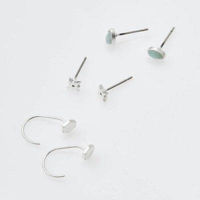 Silver Gabby Stud Trio Earrings | Jewellery | Shop a selection of jewellery at boogie + birdie