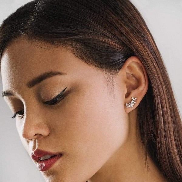 Clear Stardust Ear Climber Earrings