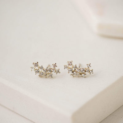 Clear Stardust Ear Climber Earrings