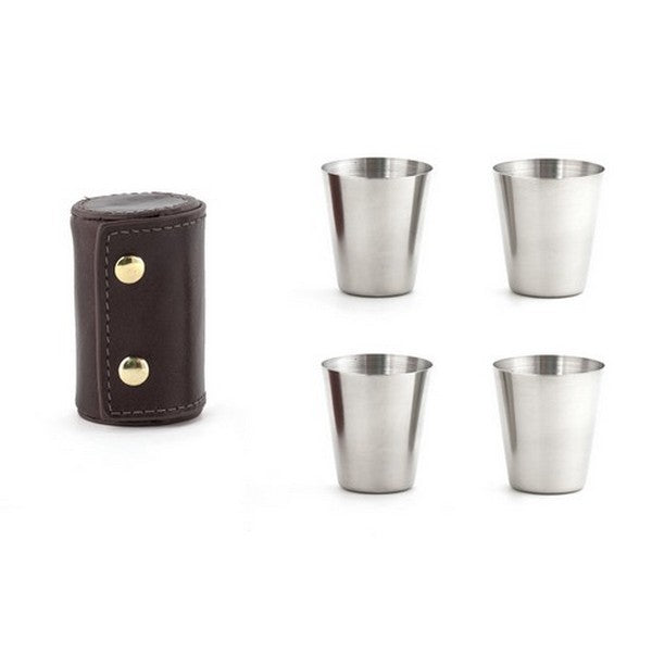 Nesting Shot Glass Set in Leather Case