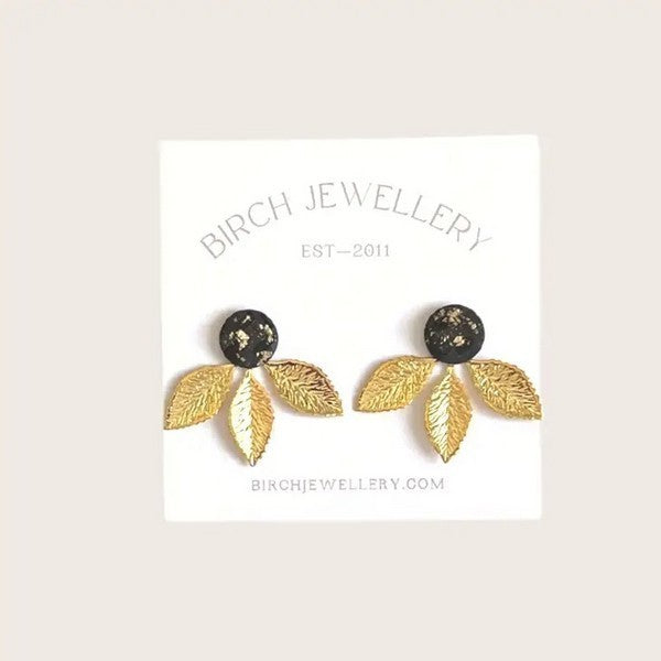 Black Gold Leaf Ear Jackets | Birch Jewellery | boogie + birdie