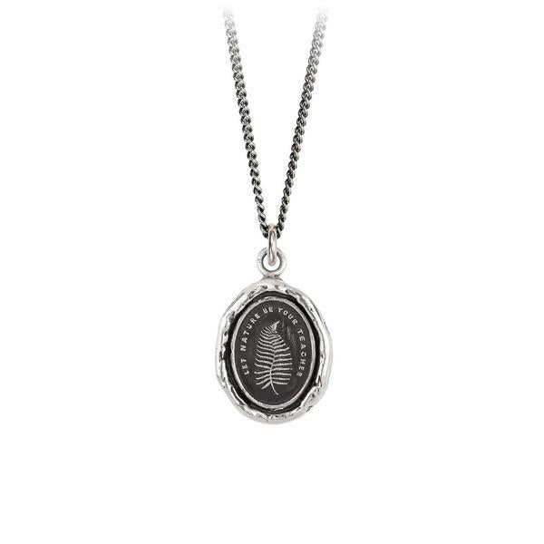 Silver Let Nature Be Your Teacher Pyrrha Talisman Necklace